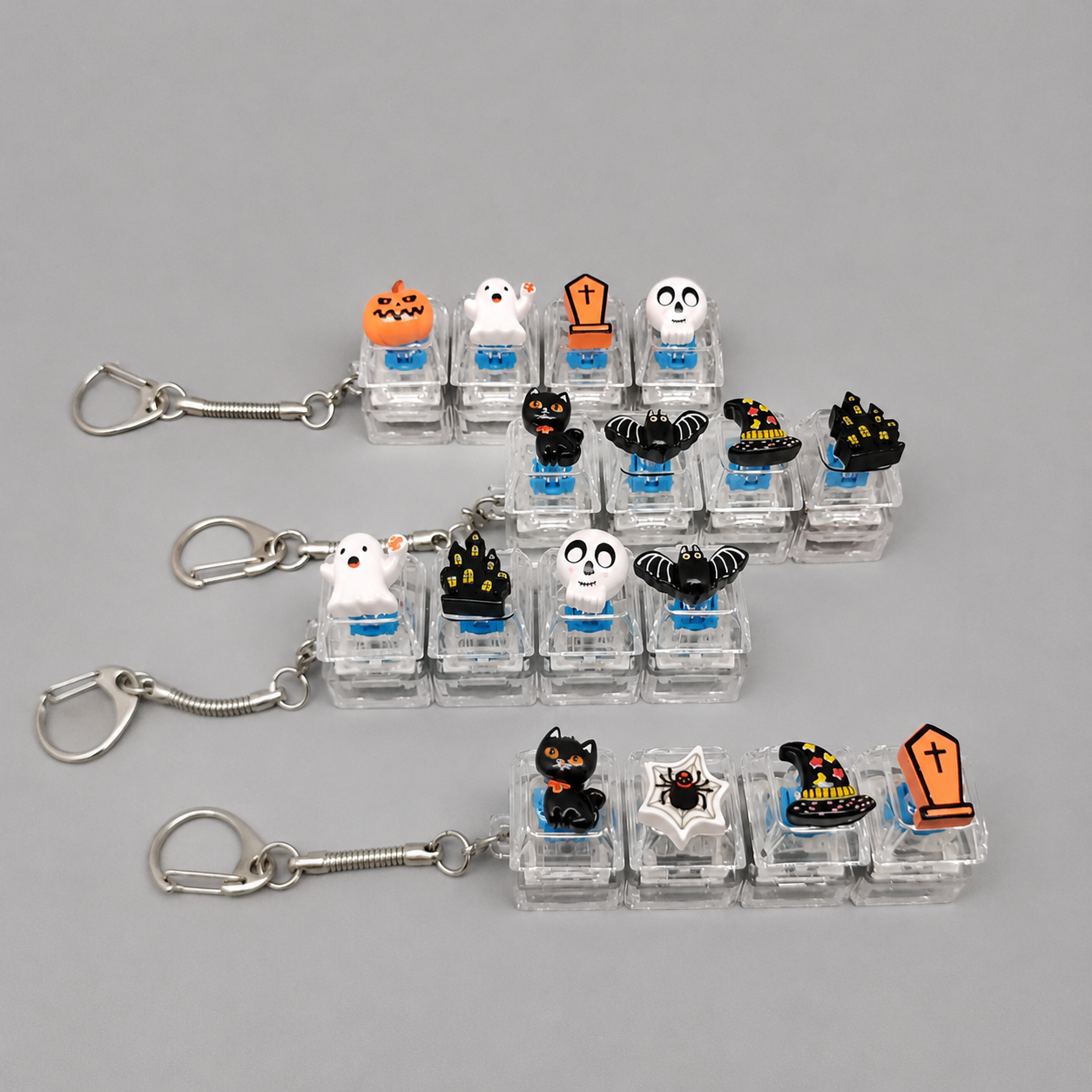 Halloween Fidget Keycap Pressing Stress Relief Keychain with Cute Holiday Charms