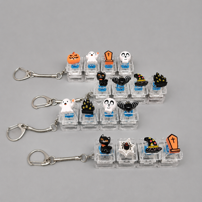 Halloween Fidget Keycap Pressing Stress Relief Keychain with Cute Holiday Charms