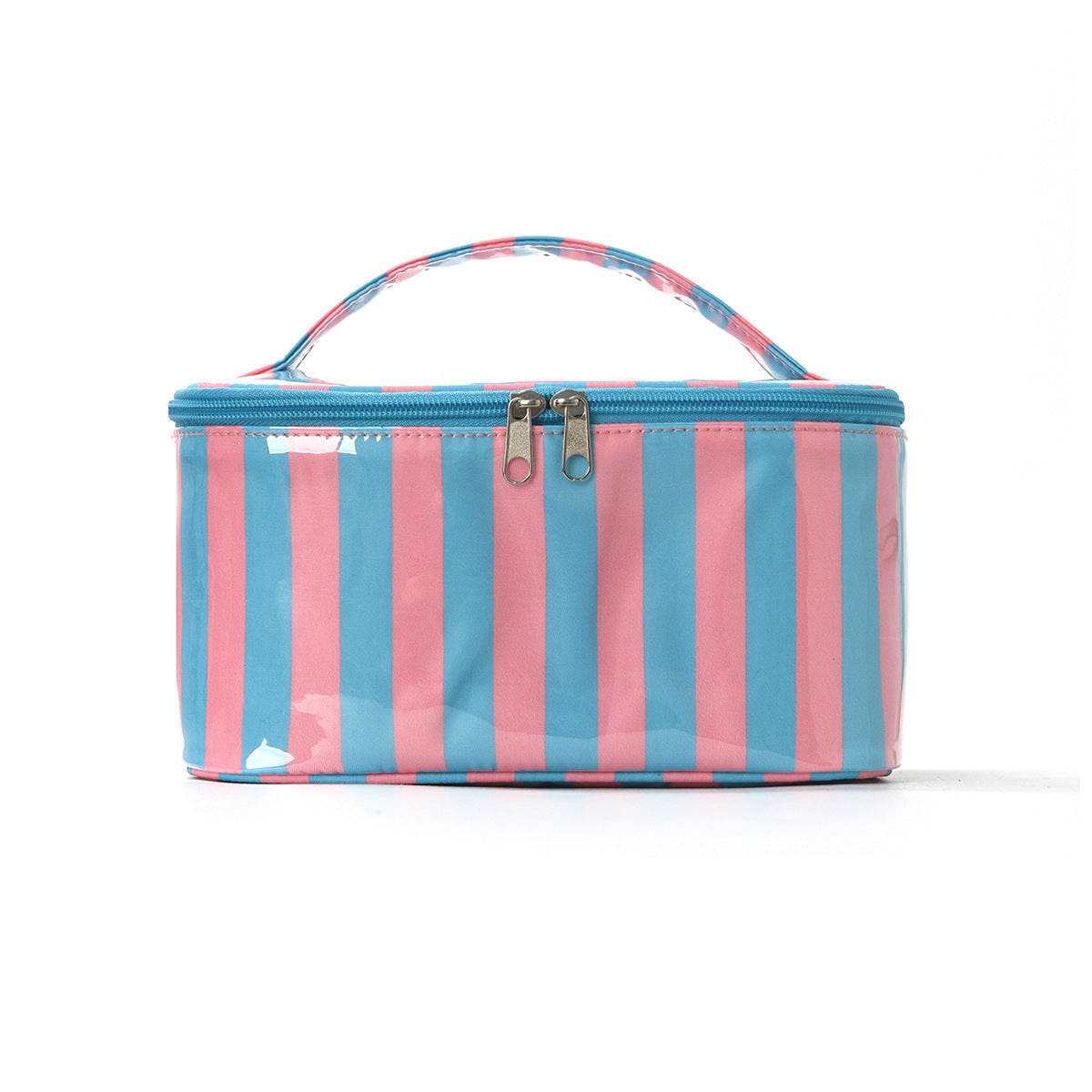 PVC Striped Waterproof Clear Cosmetic Bag Makeup Travel Toiletry Organizer Carry Pouch