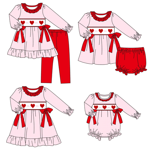 2026 Valentine’s Day Pink Plaid Smocked Hearts Collection