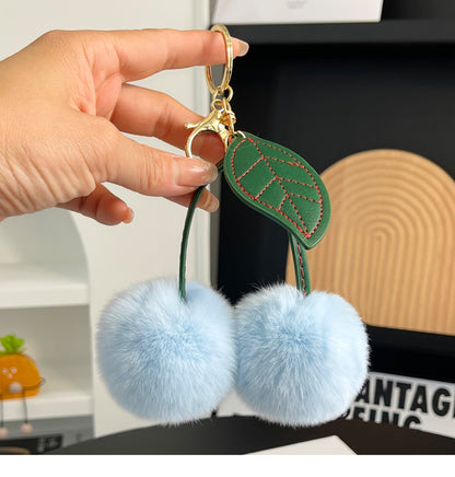 Cherry Plush Bag Pendant Lovely Keychain Cartoon Keyring Accessory