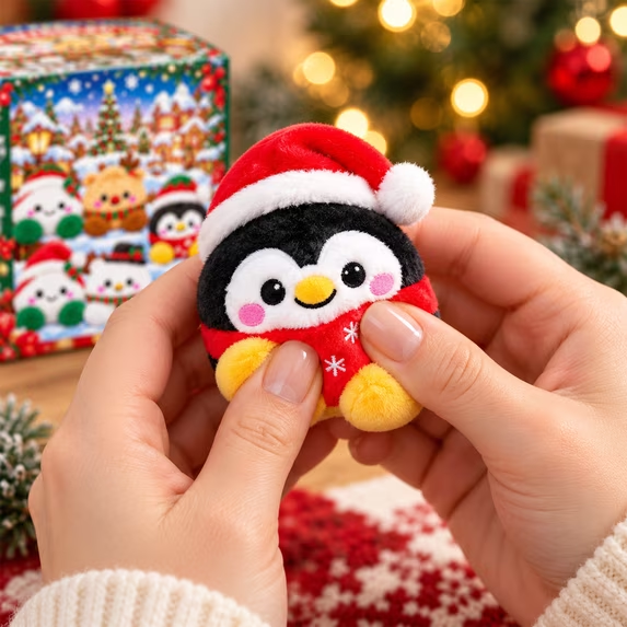 Christmas Plush Advent Calendar 2026 – 12 Days of Slow-Rise Squishy Bun Ornament Surprises