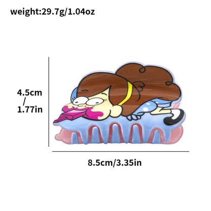 Gravity Falls Inspired Cartoon Acrylic Hair Claw Clip for Kids Animated Style Hair Accessory