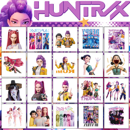 K-Pop Demon Hunters Temporary Tattoo Stickers 20 Sheets Cartoon Water Transfer Tattoos