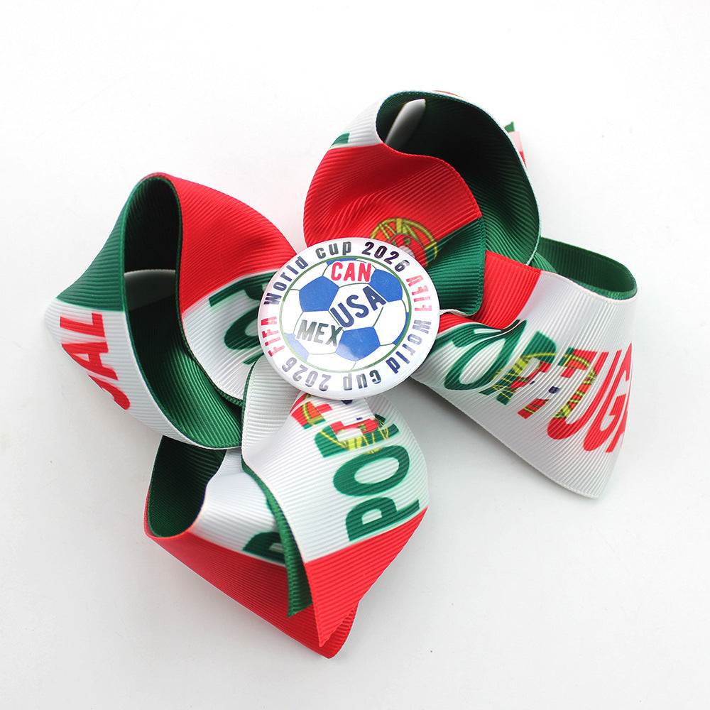 5.5-inch Double-Layer World Cup Ribbon Bow Hair Clip for USA, Canada & Mexico