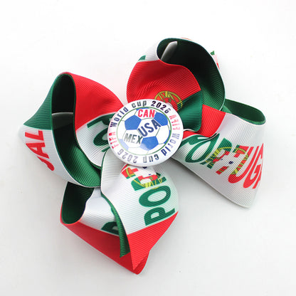 5.5-inch Double-Layer World Cup Ribbon Bow Hair Clip for USA, Canada & Mexico