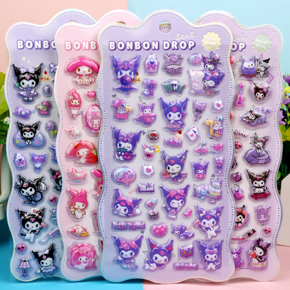 K-Pop Demon Hunters 3D Puffy Kids Cartoon Panda Layered DIY Anime Movie Merchandise Stickers