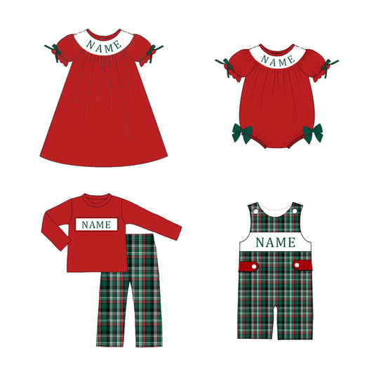 Christmas Custom Name Embroidered Smocked Family Outfits