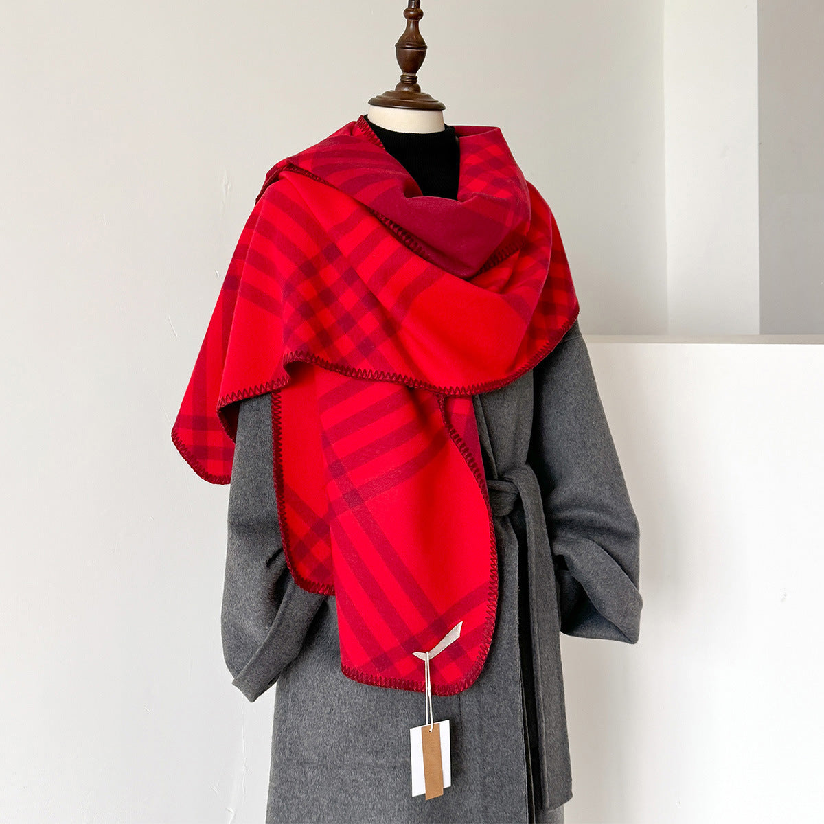 Women's Plaid Scarf, Soft Cashmere Feel Winter Wrap for Autumn & Winter