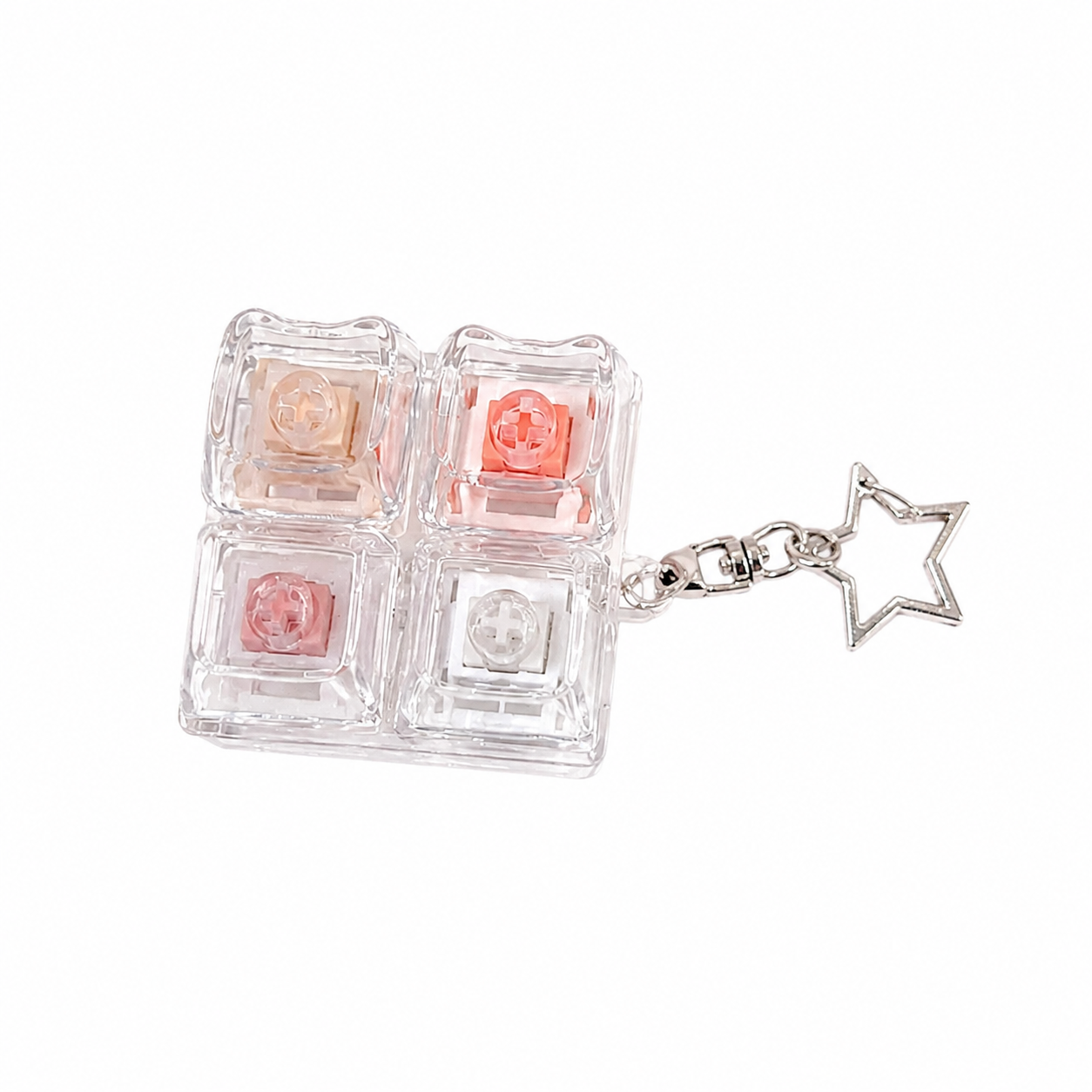 Keyboard Keycap Fidget Press Button Stress Relief Keychain with Colorful Switch Design
