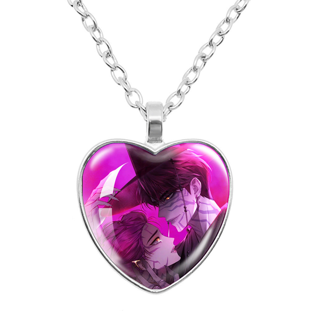K-Pop Demon Hunters Alloy Heart Shaped Pendant Necklace Cartoon Anime Jewelry Accessory