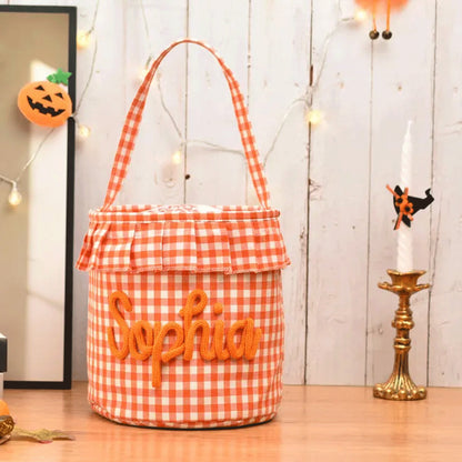 Personalized Yarn Embroidery Halloween Trick-or-Treat Basket