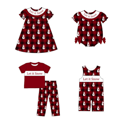 Kids Christmas Snowman "Let It Snow" Smocked Holiday Outfits