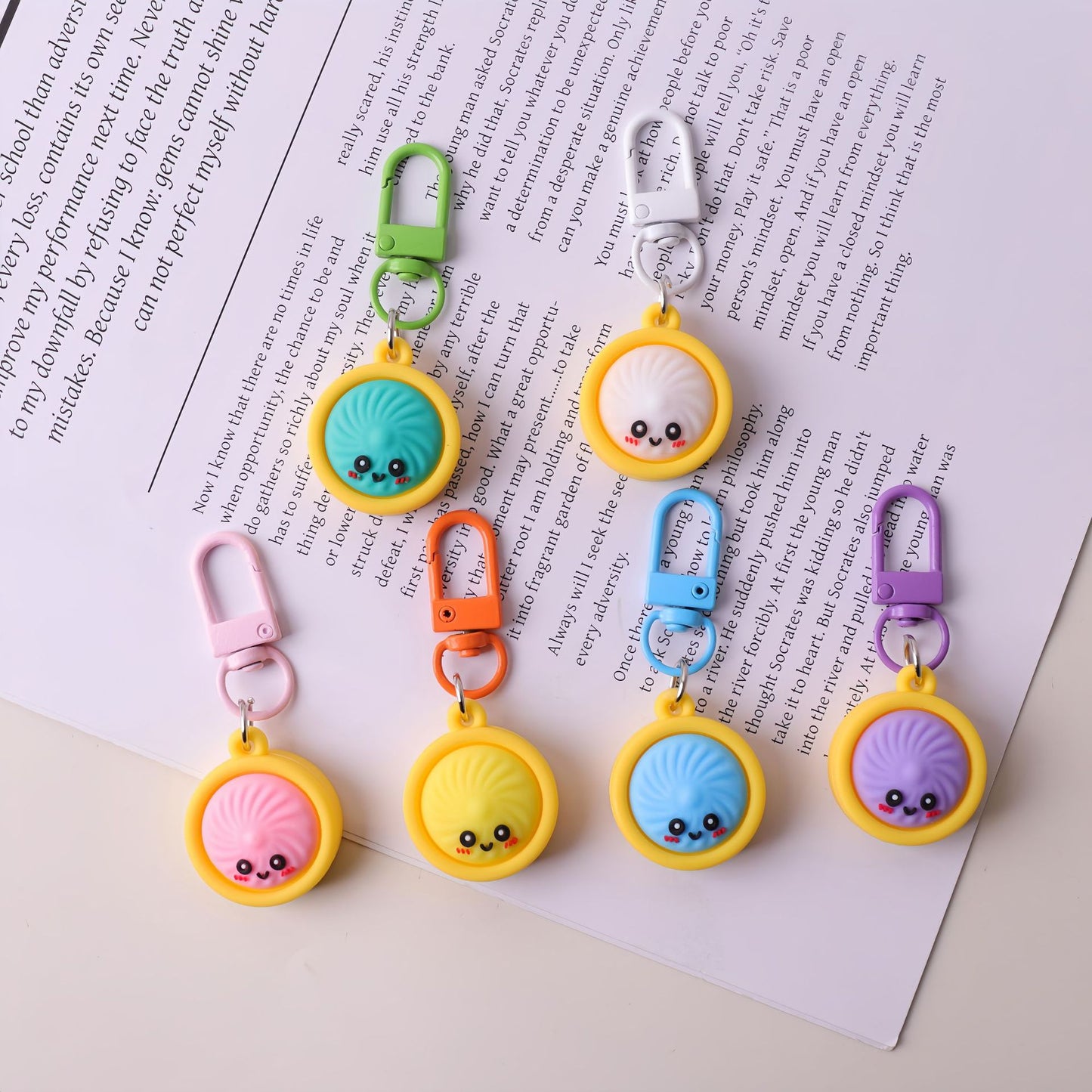 Silicone Steamed Bun Basket Keychain Cartoon Food Charm Keyring