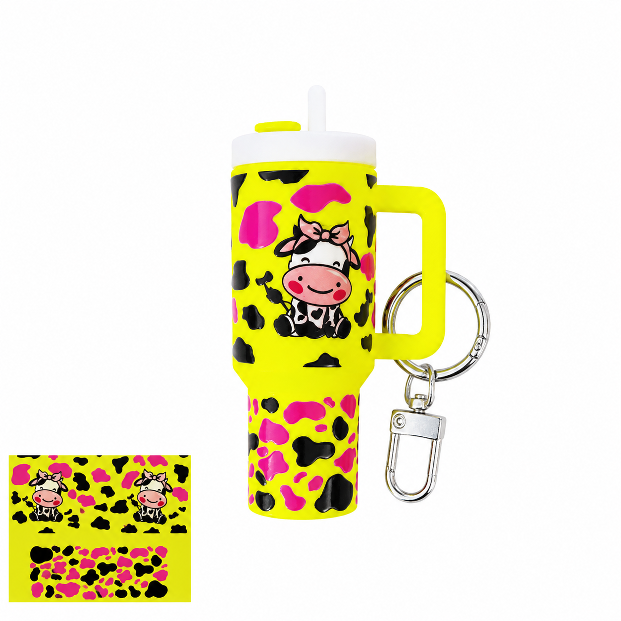 Cow Print Tumbler Fidget Keychain – Pressable Bag Charm