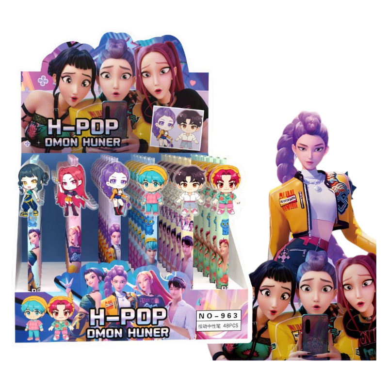 Cartoon Insert Click Gel Pens – Assorted Themes, Smooth Writing | Box of 48