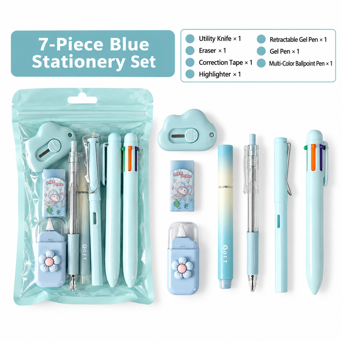 Cute Stationery Gift Sets – 4, 5 & 7-Piece School & Office Supplies