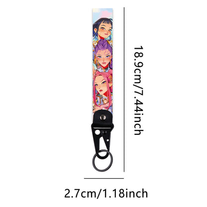 K-Pop Demon Hunters Keychain – Metal Lobster Clasp Pendant with Leather Lanyard
