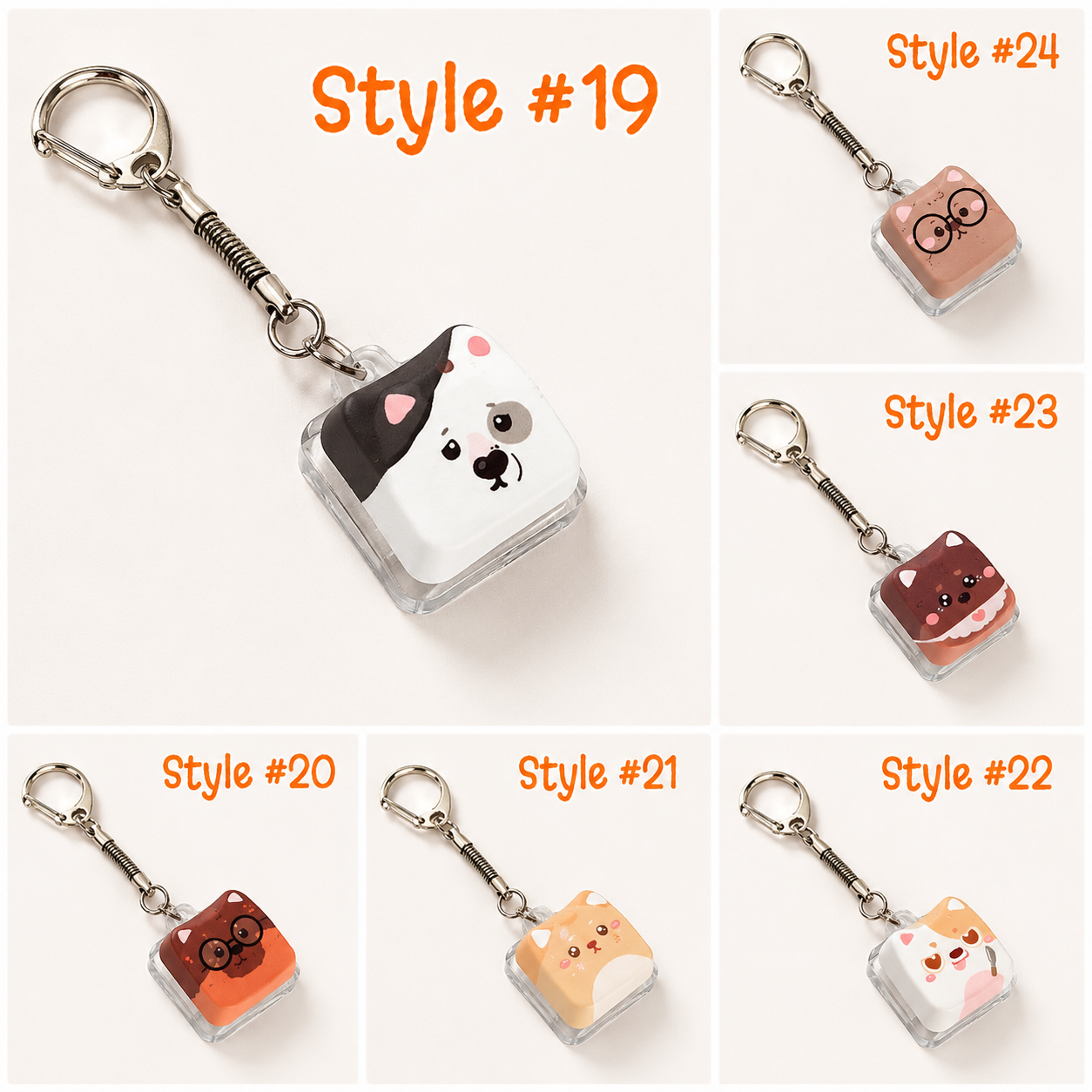 Cute Animal Dog Keycap Fidget Keychain – Pressable Bag Charm