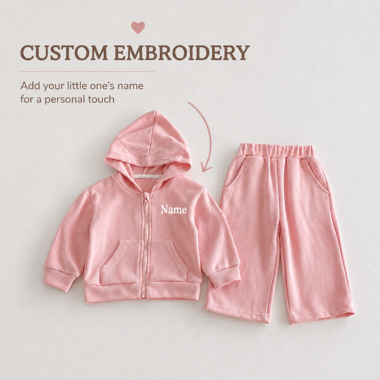 Personalized Kids’ Embroidered Hoodie & Jogger Set – Custom Name Toddler Tracksuit