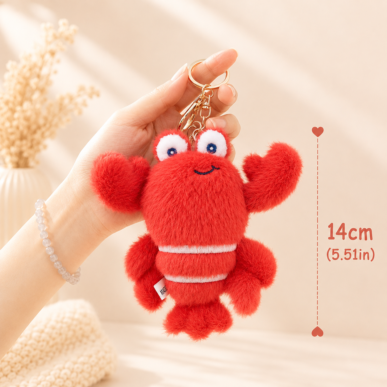 Cute Plush Crab & Lobster Keychain – Soft Fuzzy Bag Charm & Gift
