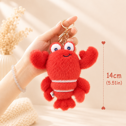 Cute Plush Crab & Lobster Keychain – Soft Fuzzy Bag Charm & Gift