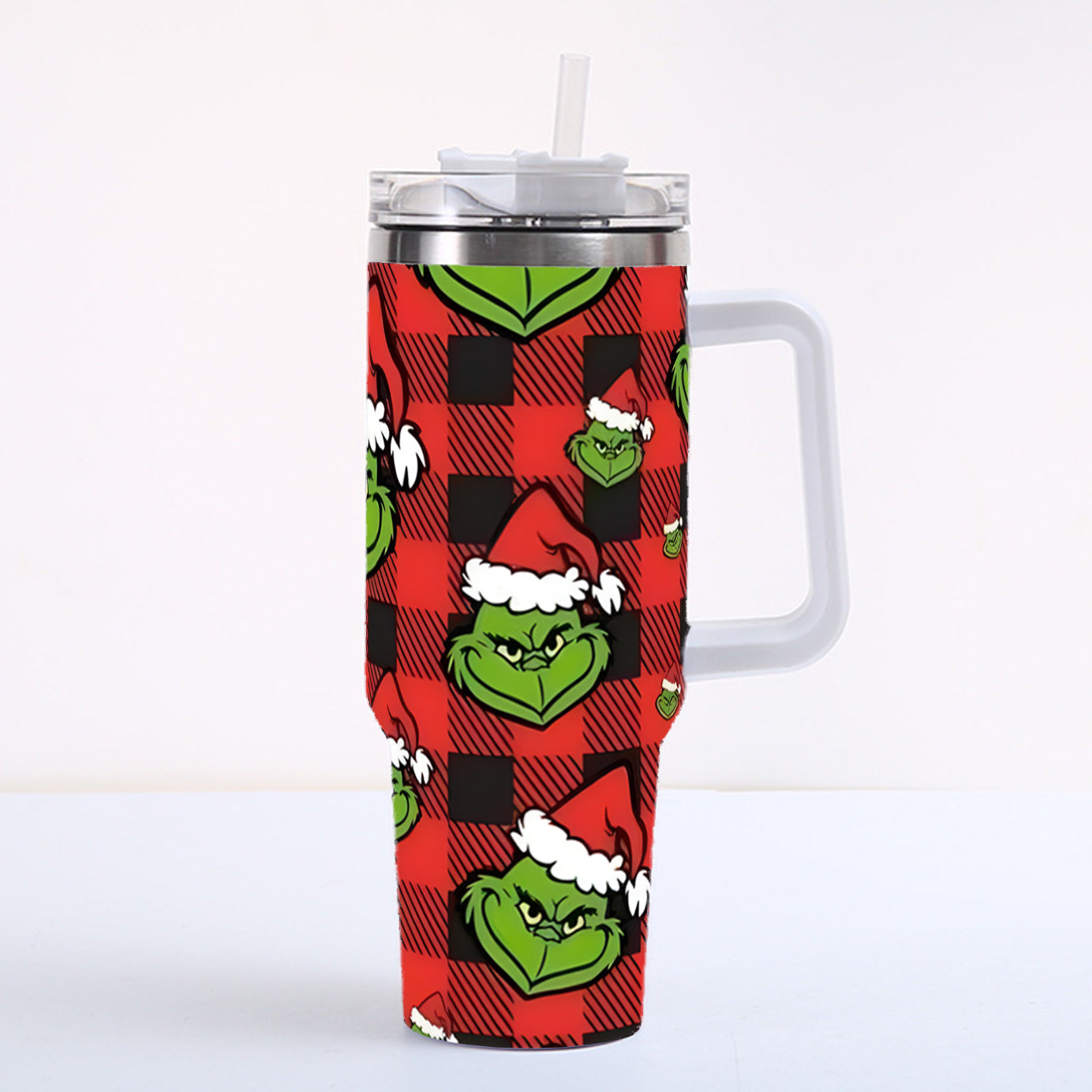 Christmas 2025 Grinch 40oz Insulated Tumbler with Handle and Straw Car Travel Mug Hot & Cold Stainless Steel Cup