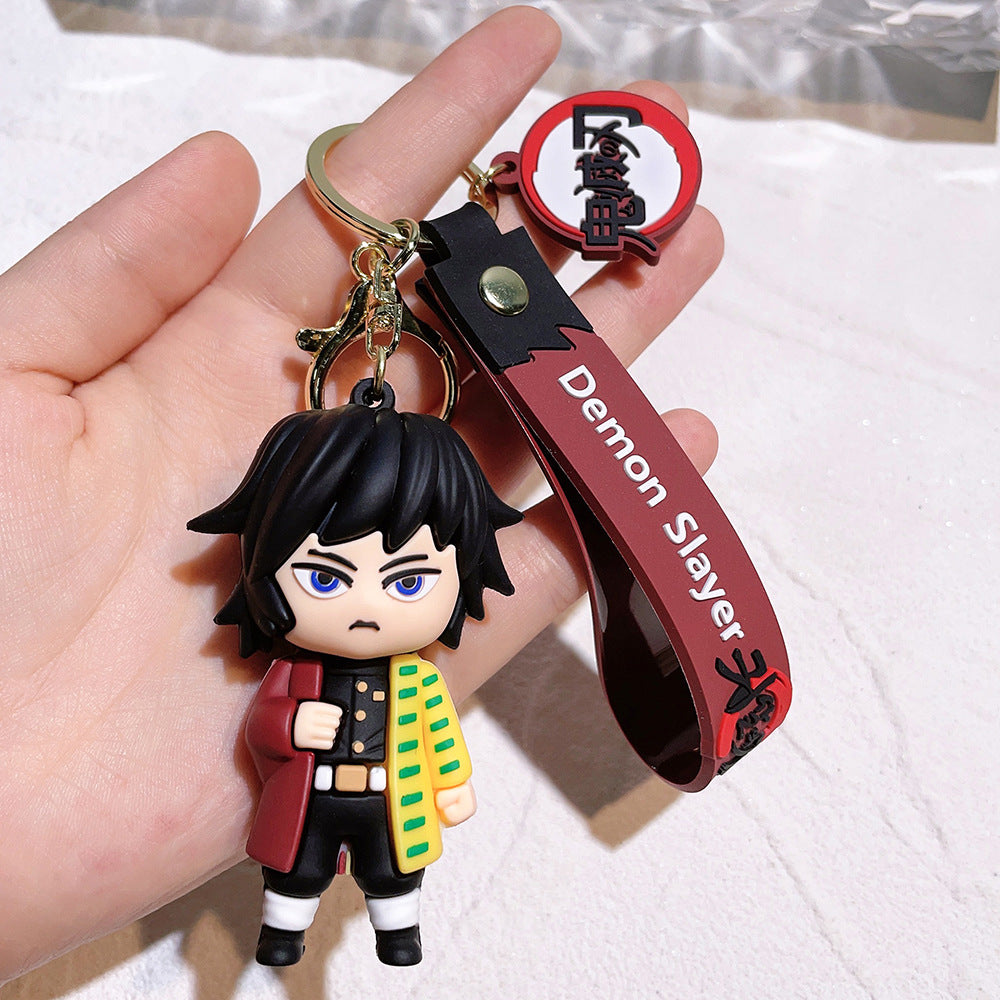 Cartoon Demon Slayer Silicone Keychain Pokémon Mini Figure Bag Charm Pendant