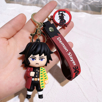 Cartoon Demon Slayer Silicone Keychain Pokémon Mini Figure Bag Charm Pendant