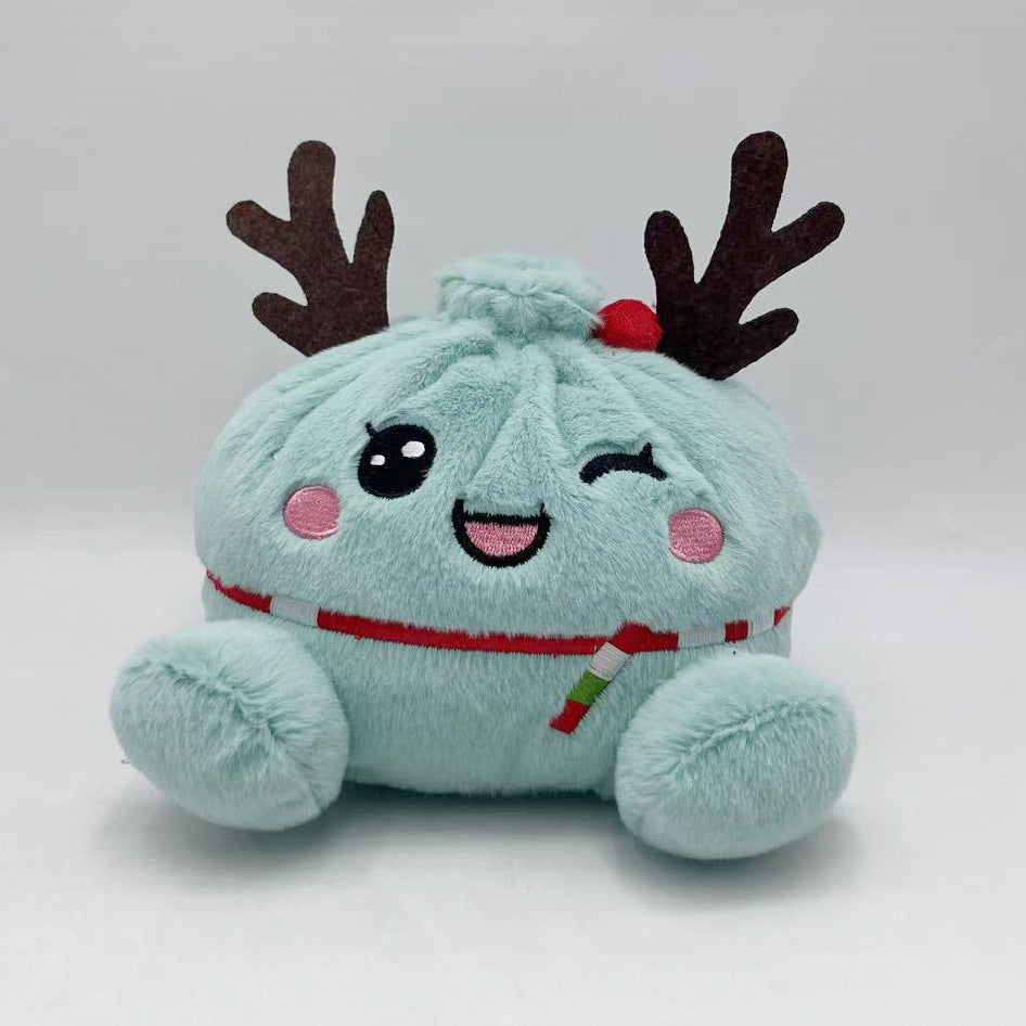 Christmas Bao Bun Plush Toys – Cute Holiday Dumpling Characters, Plush Only or with Bamboo Steamer Gift Box