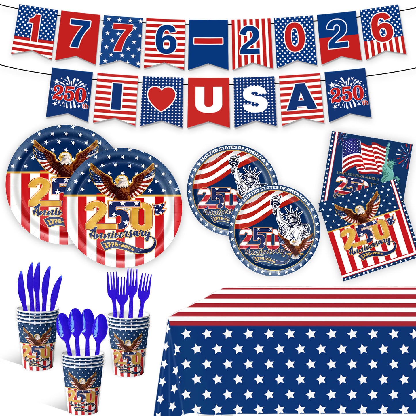4th Of July Party Supplies Themed Tableware and Decorations