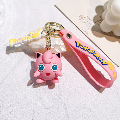 Cartoon Pikachu Silicone Keychain Pokémon Mini Figure Bag Charm Pendant