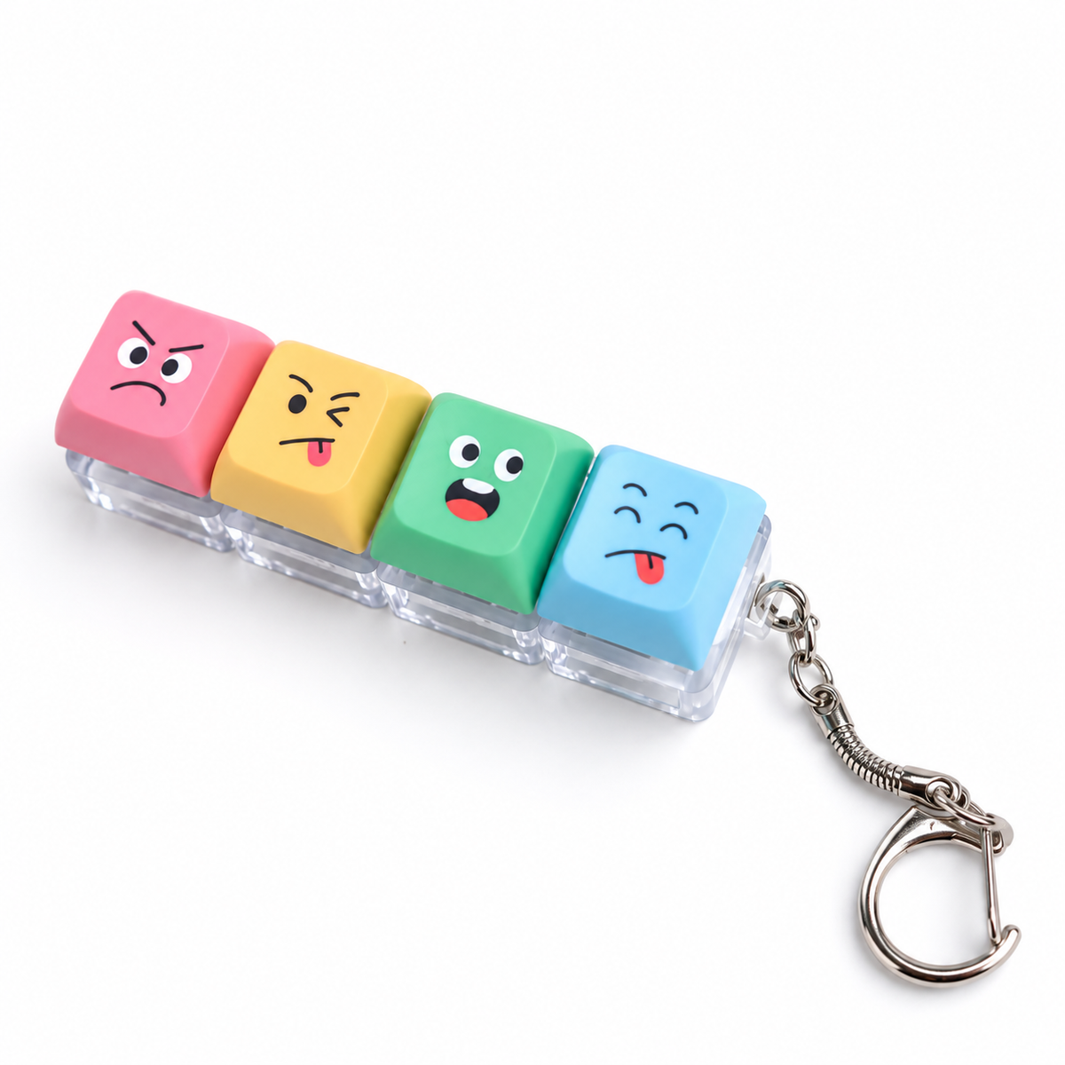 Funny Face Keyboard Keycap Fidget Keychain – 2/3/4/6/9-Key Clicker Stress Relief Toy Bag Charm