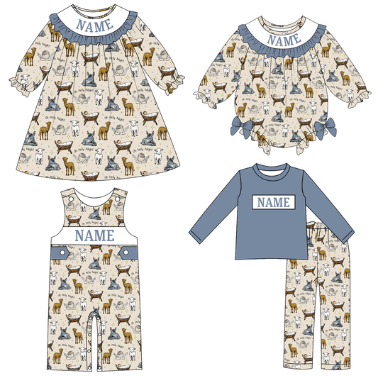 Kids Fall Farm CUSTOM NAME Embroidery Animal Sibling Clothes