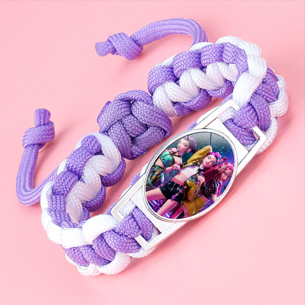 K-pop Demon Hunter Bracelet Woven Adjustable Handwoven Dopamine Style Kids Jewelry
