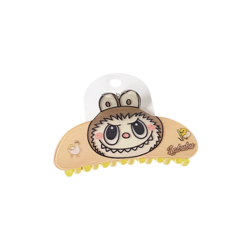 Colorful Dopamine Labubu Cartoon Hair Claw – Cute Printed Kids Hair Clip, Back Bun Shark Clip
