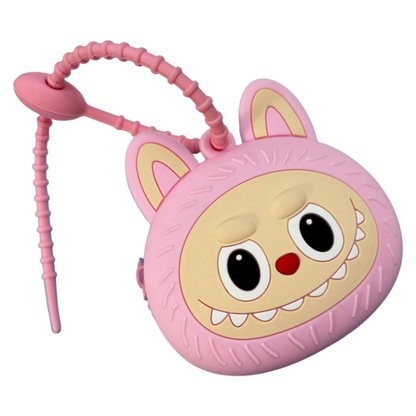 Cartoon Labubu Silicone Zipper Coin Purse with Keychain – Cute Wallet, Earphone Case, Car Key Holder