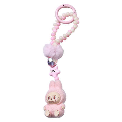 Labubu Beaded Keychain Long Strap Bag Charm Phone Lanyard Key Ring Accessory