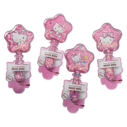 Kids Glitter Hair Brush Cartoon Princess Cushion Detangling Comb, Scalp Massage Brush Random Colors