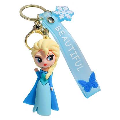 Cute Cartoon Princess Backpack Charm – Soft Silicone Keychain for Bags & Car Keys