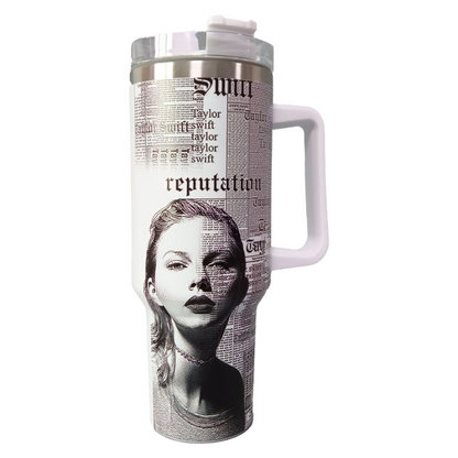 Taylor Swift 40oz Insulated Tumbler with Handle and Straw Car Travel Mug, Hot & Cold Stainless Steel Cup