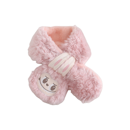 Labubu Kids Scarf Warm Plush Winter Neck Warmer, Soft Faux Rabbit Fur Scarf for Boys and Girls