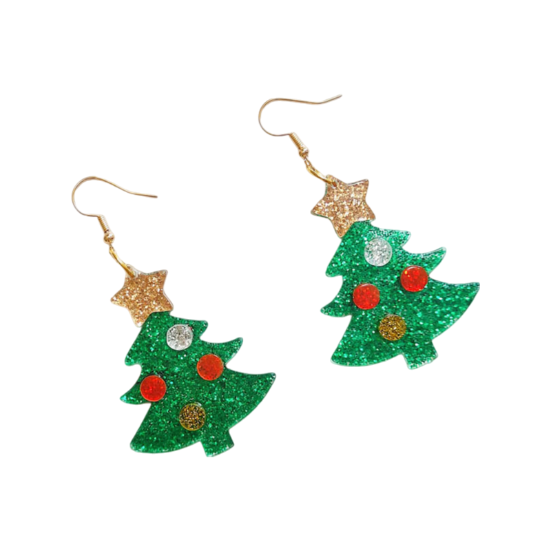 2025 Christmas Acrylic Earrings Cookie House Christmas Tree Grinch & Reindeer Design Vintage Simple Holiday Jewelry