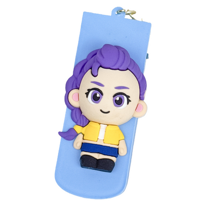 Kpop Demon Hunters 3-in-1 Keychain Folding Comb with Mirror Portable Hair Brush Accessory for Girls