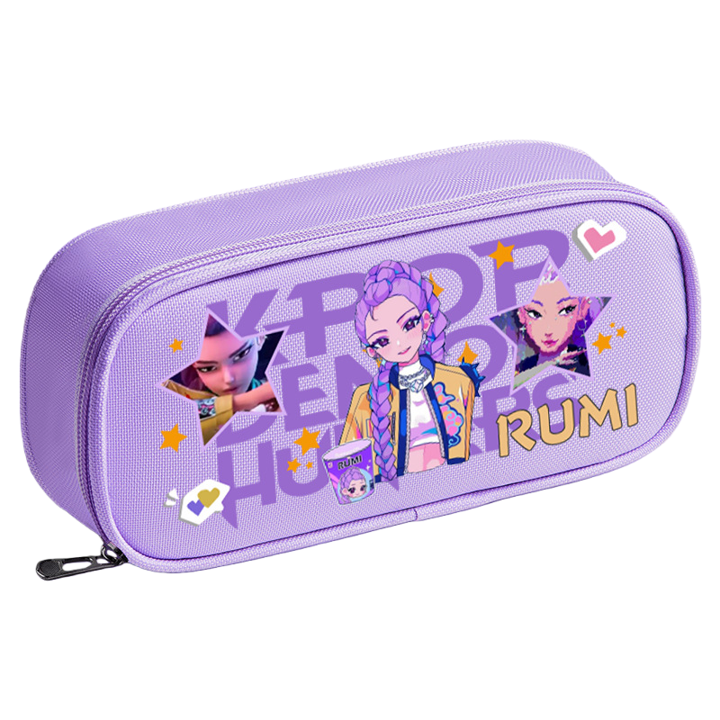 K-Pop Demon Hunters Pencil Case Large Capacity 3-compartment Pen Bag Trendy Stationery Organizer Office Supplies
