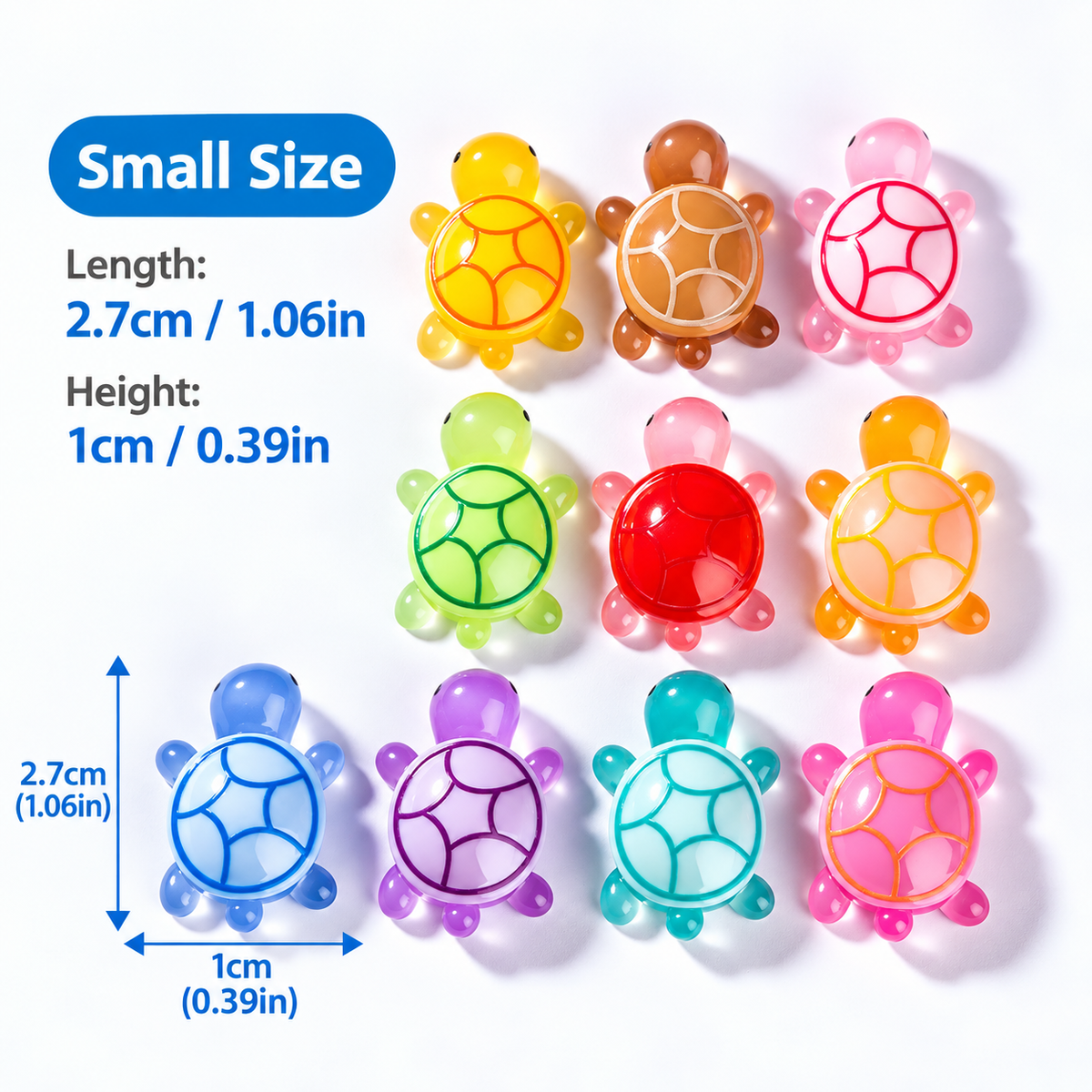 Glow-in-the-Dark Resin Turtle Figurines – 10-Color Set