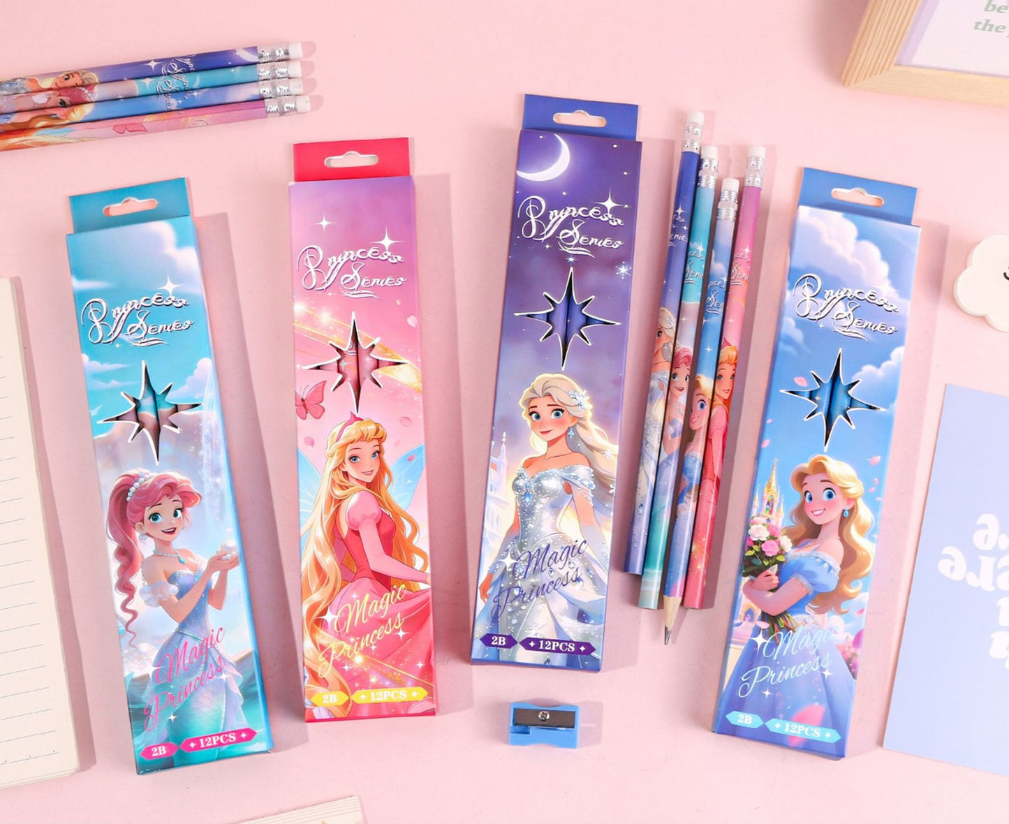 12pcs Cartoon Character 2B Pencils Set Sketching, Drawing & Writing Pencil Set