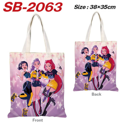 K-Pop Demon Hunters Full-Color Printed Canvas Tote Bag – Shoulder Carry Shopping Bag