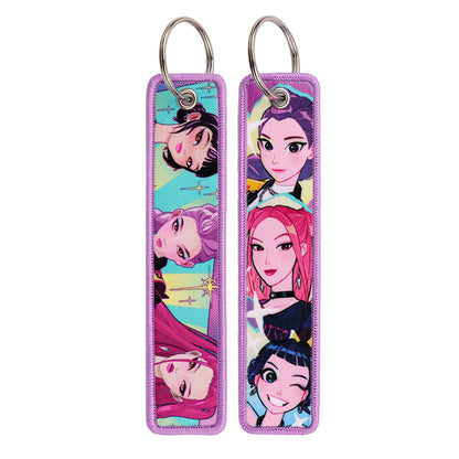 Kpop Demon Hunters Woven Keychain Anime Fabric Bag Charm Accessory