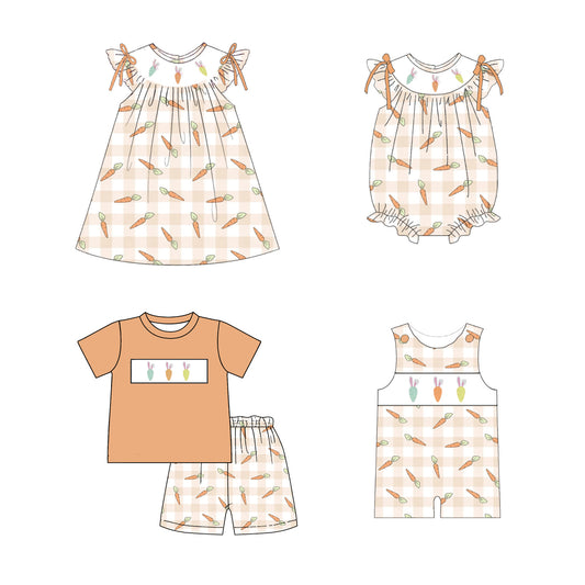 Summer Easter Carrot Bunny Smocked Embroidery Collection